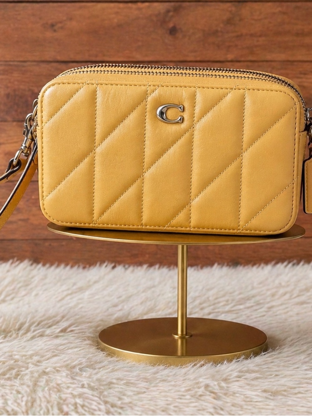 Coach Quilted Leather Camera Bag- Yellow, 💯 Authentic z
